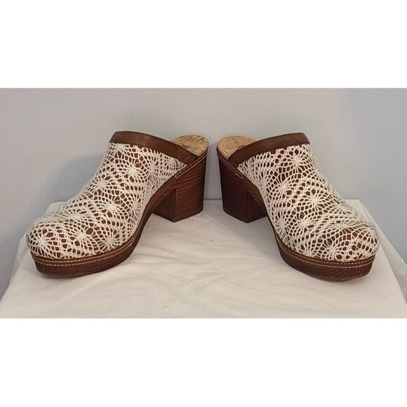 Korks By Kort Ease Nora Slip On Crochet Lace Detail Clog Mule Womens 11M 3" Heel - Picture 2 of 12